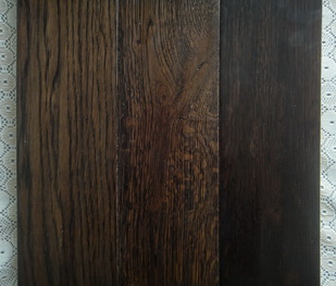 Oak Handscraped(surface waved) wood flooring stained dark color